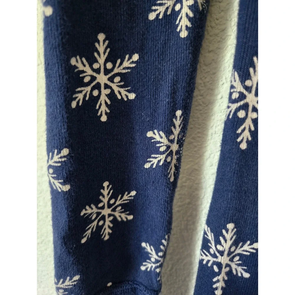 Hanna Andersson 12 Pajamas One-piece Blue Snowflake Organic Cotton Long John